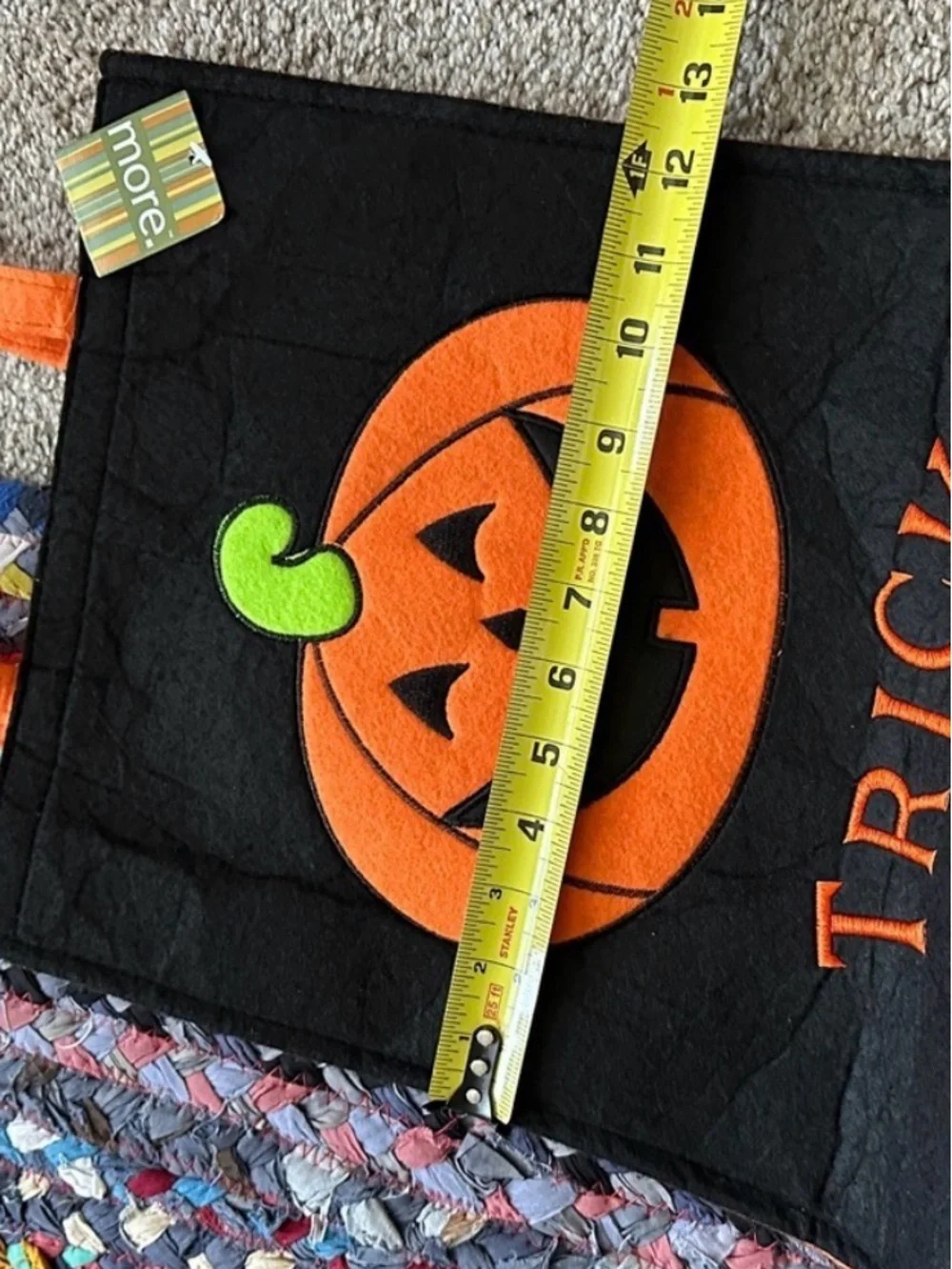 NWT Halloween Pumpkin Felt Trick-or-Treat Bag Black & Orange Jack O’Lantern Fall